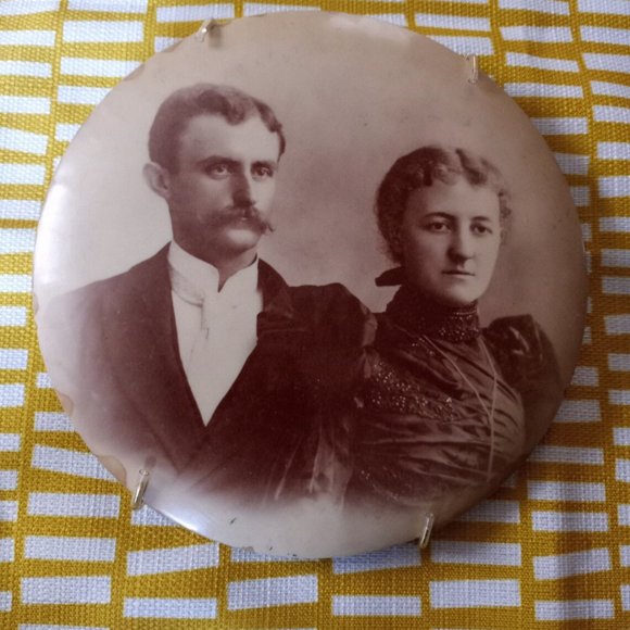 Other - Antique Couple round Tin Type Picture